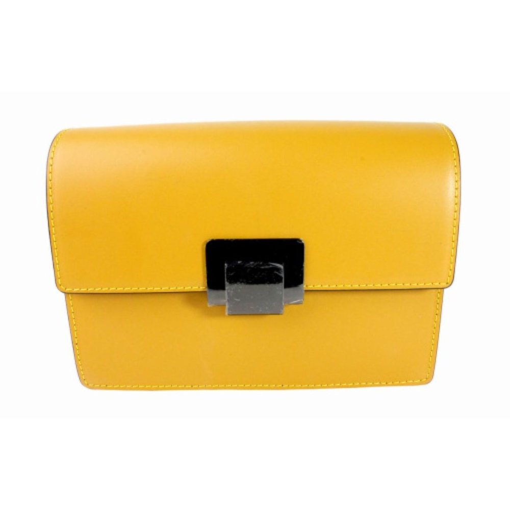 Ivan Troy Women's Lila Yellow Italian Handmade Leather Straps Tote Bag